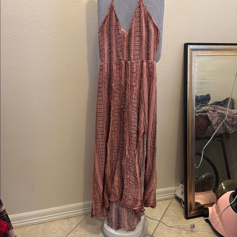 Lush Pink High Low Sundress Spaghetti Strap Sleeveless
